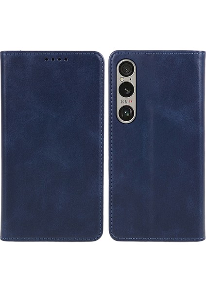 Sony Xperia 1 Vı Kılıf Kart Tutucu Darbeye Dayanıklı Tpu Kabuk Deri Telefon Kılıfı-Mavi (Yurt Dışından)
