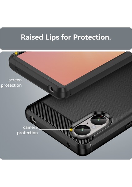 Sony Xperia 5 V Kılıf Fırçalanmış Karbon Fiber Doku Esnek Tpu Telefon Kılıfı-Siyah (Yurt Dışından) modelleri