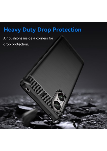 Sony Xperia 5 V Kılıf Fırçalanmış Karbon Fiber Doku Esnek Tpu Telefon Kılıfı-Siyah (Yurt Dışından) fırsatları