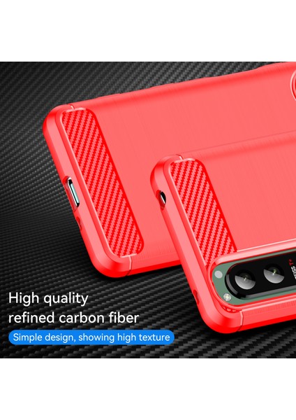1.8mm Fırçalanmış Yüzey Tpu Kılıf Karbon Fiber Doku Telefon Arka Koruyucu Kapak Sony Xperia 5 Iıı 5g-Kırmızı (Yurt Dışından) fiyatları