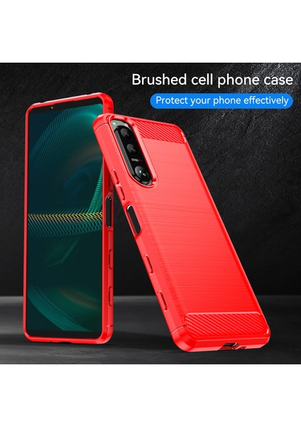 1.8mm Fırçalanmış Yüzey Tpu Kılıf Karbon Fiber Doku Telefon Arka Koruyucu Kapak Sony Xperia 5 Iıı 5g-Kırmızı (Yurt Dışından) indirimleri