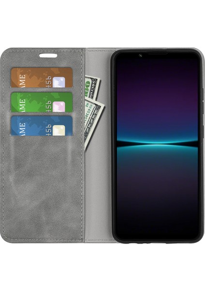 Sony Xperia 1 Vı Kılıf Cilt Dokunmatik Pu Deri Düşme Korumalı Telefon Kılıfı-Gri (Yurt Dışından)