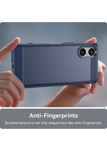 Sony Xperia 5 V Kılıf Fırçalanmış Karbon Fiber Doku Esnek Tpu Telefon Kılıfı-Mavi (Yurt Dışından) indirimleri