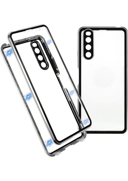 Sony Xperia 10 Iv 5g Düşmeye Karşı Dayanıklı Telefon Kılıfı Metal Çerçeve + Temperli Cam + Pc Arka Hibrit Kapak Manyetik Kapatma Telefon Kabuk Kılıfı-Gümüş (Yurt Dışından)