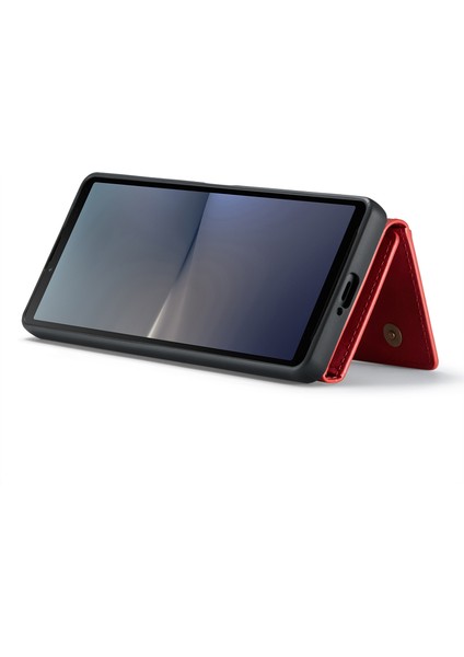 Dg.mıng M2 Serisi Sony Xperia 10 V Darbeye Dayanıklı Kickstand Kılıf Pu+Pc+Tpu Kılıf Manyetik Cüzdanlı-Kırmızı (Yurt Dışından) fiyatları