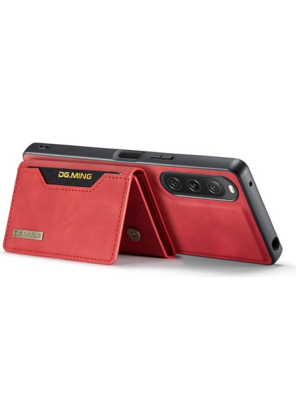 Dg.mıng M2 Serisi Sony Xperia 10 V Darbeye Dayanıklı Kickstand Kılıf Pu+Pc+Tpu Kılıf Manyetik Cüzdanlı-Kırmızı (Yurt Dışından) modelleri