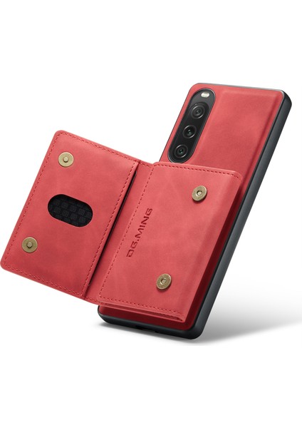 Dg.mıng M2 Serisi Sony Xperia 10 V Darbeye Dayanıklı Kickstand Kılıf Pu+Pc+Tpu Kılıf Manyetik Cüzdanlı-Kırmızı (Yurt Dışından) fırsatları