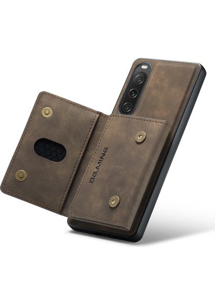 Dg.mıng M2 Serisi Sony Xperia 10 V Darbeye Dayanıklı Kickstand Kılıf Pu+Pc+Tpu Kapak Manyetik Cüzdanlı-Kahve (Yurt Dışından) fırsatları