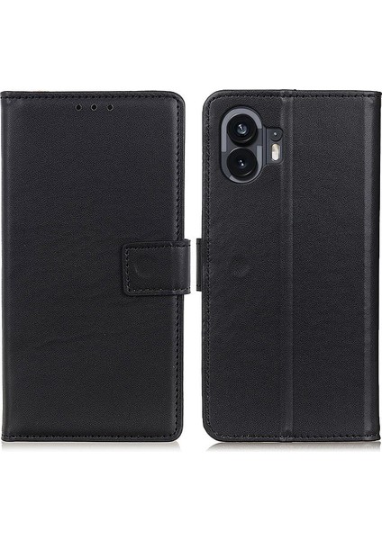 Hiçbir Şey Için Telefon(2)Stand Telefon Kılıfı Çizilmez Dokulu Pu Deri Cüzdan Akıllı Telefon Kılıfı-Siyah (Yurt Dışından)