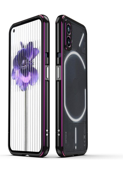 Hiçbir Şey Için Telefon(2)Metal Çerçeve Tampon Kılıf Şok Emici Tampon Kapak Kamera Lens Koruyucu Ile-Siyah/mor (Yurt Dışından)