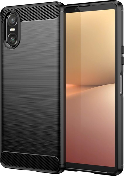 Sony Xperia 10 Vı Kılıf Parmak Izi Önleyici Karbon Fiber Doku Tpu Kapak-Siyah (Yurt Dışından)
