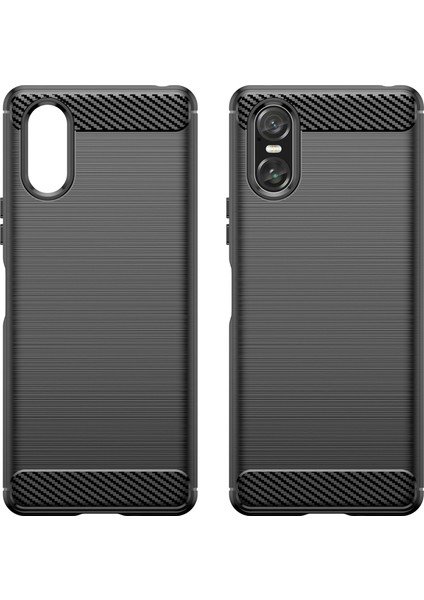 Sony Xperia 10 Vı Kılıf Parmak Izi Önleyici Karbon Fiber Doku Tpu Kapak-Siyah (Yurt Dışından) modelleri