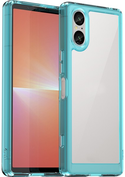 Sony Xperia 5 V Kılıf Tpu+Akrilik Cep Telefonu Arka Koruyucu Kapak-Şeffaf Mavi (Yurt Dışından)