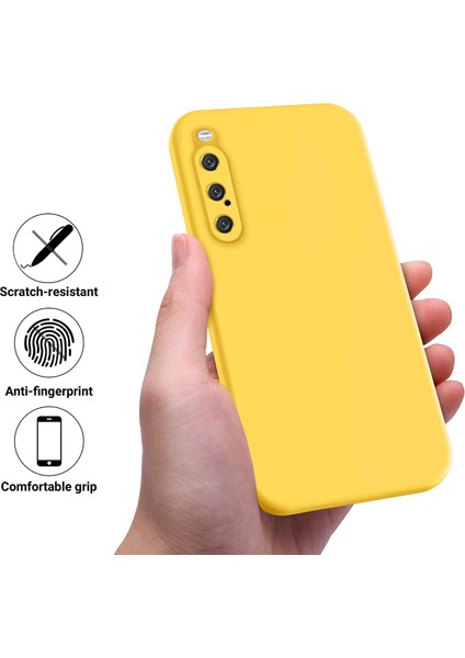 Sony Xperia 10 V Sıvı Silikon Telefon Kılıfı Yumuşak Astarlı Darbeye Dayanıklı Kılıf Kayışlı-Sarı (Yurt Dışından) modelleri