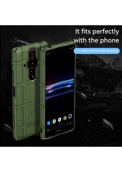 Sağlam Kare Izgara Tasarım Kalınlaştırılmış Yumuşak Tpu Çizilmeye Dayanıklı Kaymaz Koruyucu Telefon Kılıfı Sony Xperia Pro-I-Green Için (Yurt Dışından) fiyatları