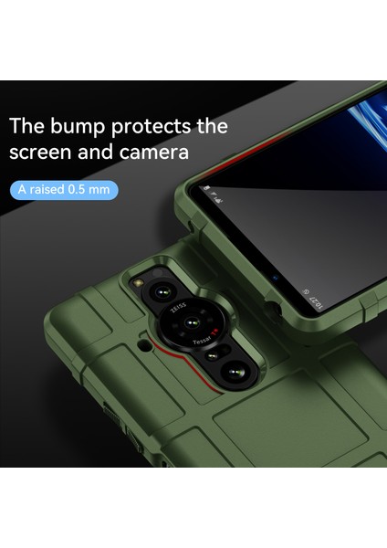 Sağlam Kare Izgara Tasarım Kalınlaştırılmış Yumuşak Tpu Çizilmeye Dayanıklı Kaymaz Koruyucu Telefon Kılıfı Sony Xperia Pro-I-Green Için (Yurt Dışından) fırsatları