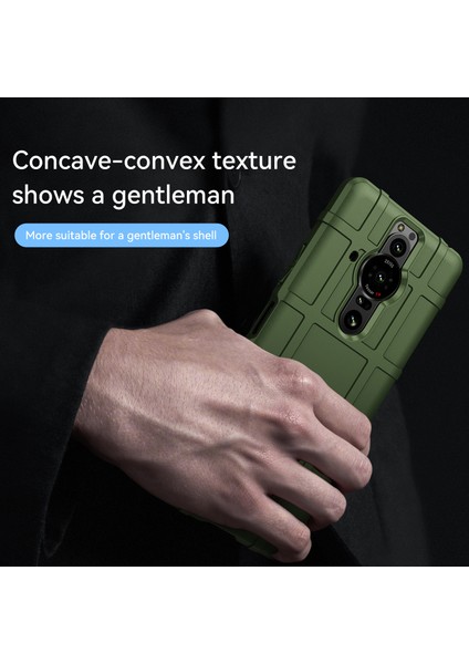 Sağlam Kare Izgara Tasarım Kalınlaştırılmış Yumuşak Tpu Çizilmeye Dayanıklı Kaymaz Koruyucu Telefon Kılıfı Sony Xperia Pro-I-Green Için (Yurt Dışından) indirimleri