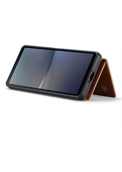 Dg.mıng M2 Serisi Sony Xperia 10 V Darbeye Dayanıklı Kickstand Kılıf Pu+Pc+Tpu Kılıf Manyetik Cüzdanlı-Kahverengi (Yurt Dışından) fiyatları