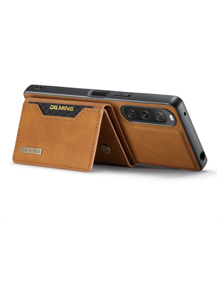 Dg.mıng M2 Serisi Sony Xperia 10 V Darbeye Dayanıklı Kickstand Kılıf Pu+Pc+Tpu Kılıf Manyetik Cüzdanlı-Kahverengi (Yurt Dışından) modelleri