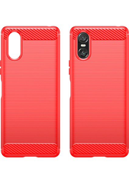 Sony Xperia 10 Vı Kılıf Parmak Izi Önleyici Karbon Fiber Doku Tpu Kapak-Kırmızı (Yurt Dışından) modelleri