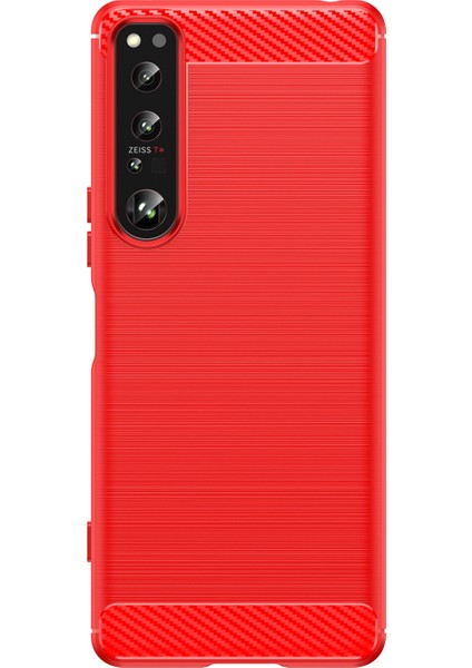 Sony Xperia 1 Iv Karbon Fiber Doku Parmak Izi Olmayan Telefon Kılıfı Fırçalanmış Tpu Arka Kapak-Kırmızı (Yurt Dışından) modelleri