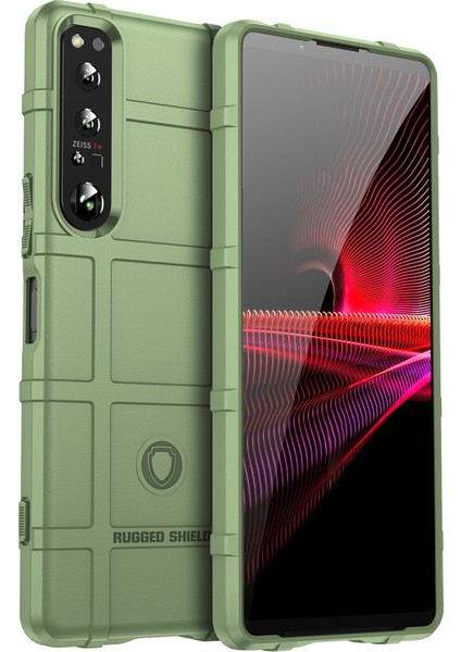 Sony Xperia 1 Iv Sağlam Kare Izgara Telefon Kılıfı Çizilmez Kalınlaştırılmış Tpu Kapak-Yeşil (Yurt Dışından)
