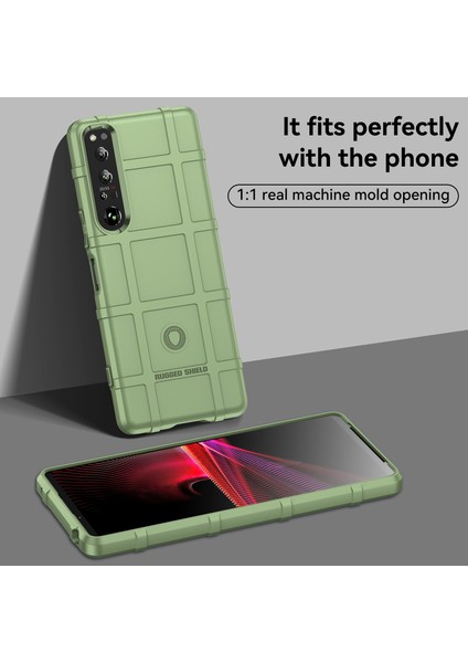 Sony Xperia 1 Iv Sağlam Kare Izgara Telefon Kılıfı Çizilmez Kalınlaştırılmış Tpu Kapak-Yeşil (Yurt Dışından) fiyatları