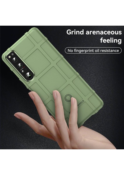 Sony Xperia 1 Iv Sağlam Kare Izgara Telefon Kılıfı Çizilmez Kalınlaştırılmış Tpu Kapak-Yeşil (Yurt Dışından) modelleri