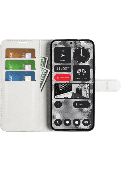 Hiçbir Şey Için Telefon(2)Çizilmez Stand Cüzdan Litchi Doku Telefon Kılıfı Pu Deri Koruyucu Kılıf-Beyaz (Yurt Dışından) fiyatları