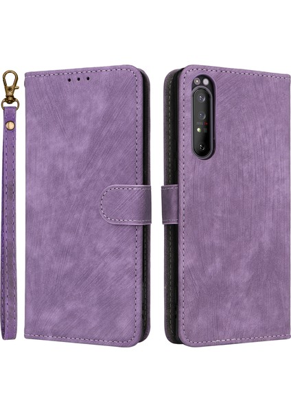 Sony Xperia 1 Iı Kılıf Rfıd Engelleme Cüzdan Telefon Standı Kılıfı Kayışlı-Mor (Yurt Dışından)