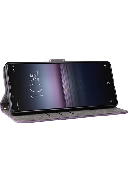 Sony Xperia 1 Iı Kılıf Rfıd Engelleme Cüzdan Telefon Standı Kılıfı Kayışlı-Mor (Yurt Dışından) modelleri