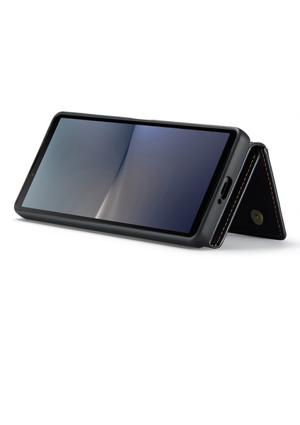 Dg.mıng M2 Serisi Sony Xperia 10 V Darbeye Dayanıklı Kickstand Kılıf Pu+Pc+Tpu Kılıf Manyetik Cüzdanlı-Siyah (Yurt Dışından) fiyatları