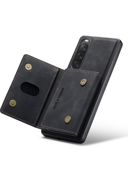 Dg.mıng M2 Serisi Sony Xperia 10 V Darbeye Dayanıklı Kickstand Kılıf Pu+Pc+Tpu Kılıf Manyetik Cüzdanlı-Siyah (Yurt Dışından) fırsatları