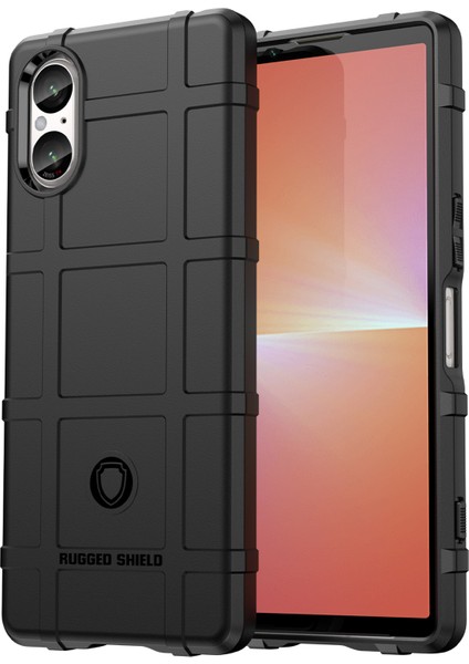Sony Xperia 5 V Kılıf Kare Izgara Doku Darbeye Dayanıklı Tpu Telefon Kılıfı-Siyah (Yurt Dışından)