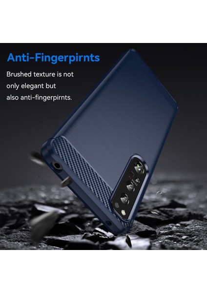 Sony Xperia 1 Iv Karbon Fiber Doku Parmak Izi Olmayan Telefon Kılıfı Fırçalanmış Tpu Arka Kapak-Mavi (Yurt Dışından) modelleri