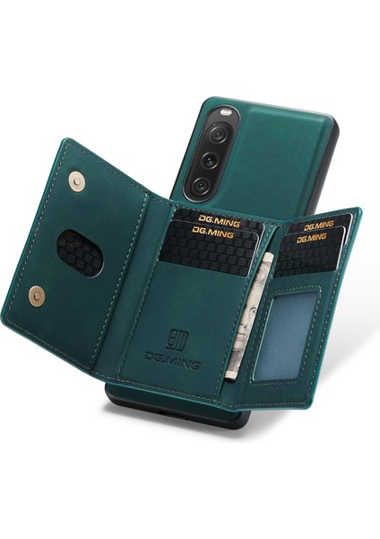 Dg.mıng M2 Serisi Sony Xperia 10 V Darbeye Dayanıklı Kickstand Kılıf Pu+Pc+Tpu Kılıf Manyetik Cüzdanlı-Yeşil (Yurt Dışından) indirimleri