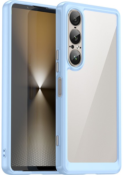 Sony Xperia 1 Vıı Kılıf Tpu+Akrilik Koruyucu Şeffaf Telefon Kılıfı-Mavi (Yurt Dışından)