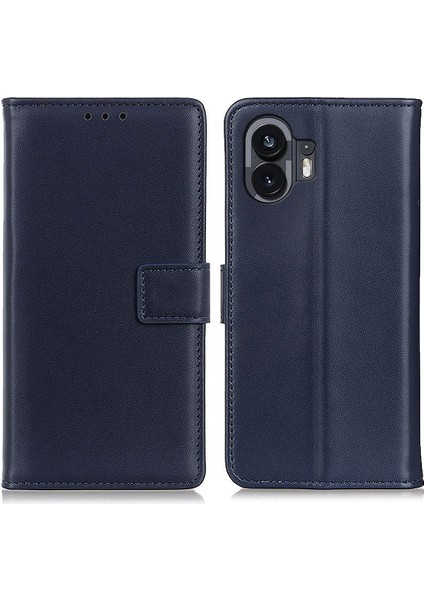 Hiçbir Şey Için Telefon(2)Stand Telefon Kılıfı Çizilmez Dokulu Pu Deri Cüzdan Akıllı Telefon Kılıfı-Mavi (Yurt Dışından)