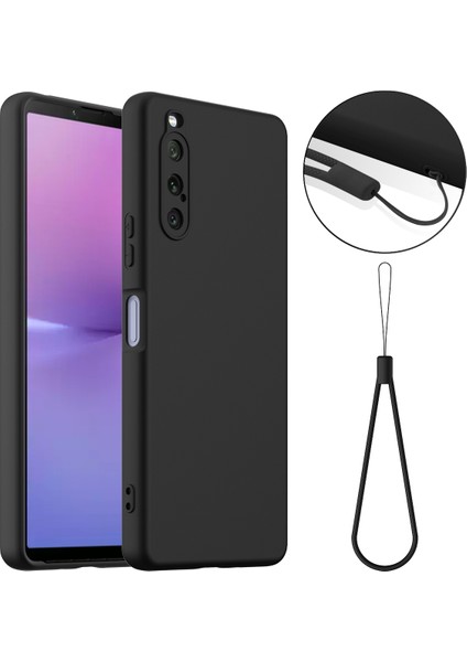 Sony Xperia 10 V Kılıfı Magsafe Sıvı Silikon Telefon Kılıfı ile Uyumlu Kordonlu-Siyah (Yurt Dışından)