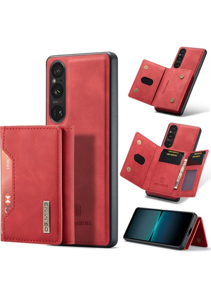 Dg.mıng M2 Serisi Sony Xperia 1 Vı Kılıf Pu+Pc+Tpu Telefon Kılıfı Çıkarılabilir Cüzdan-Kırmızı (Yurt Dışından)
