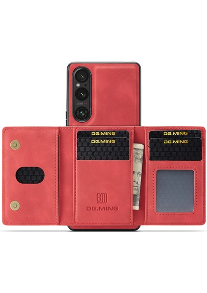 Dg.mıng M2 Serisi Sony Xperia 1 Vı Kılıf Pu+Pc+Tpu Telefon Kılıfı Çıkarılabilir Cüzdan-Kırmızı (Yurt Dışından)