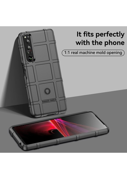 Sony Xperia 1 Iv Sağlam Kare Izgara Telefon Kılıfı Çizilmez Kalınlaştırılmış Tpu Kapak-Siyah (Yurt Dışından) fiyatları