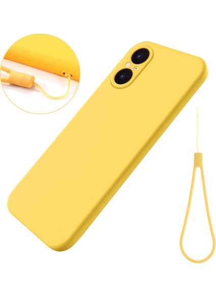 Sony Xperia 5 V Cep Telefonu Kılıfı Sıvı Silikon + Yumuşak Astar Kabuk Çizilmez Kapak-Sarı (Yurt Dışından)