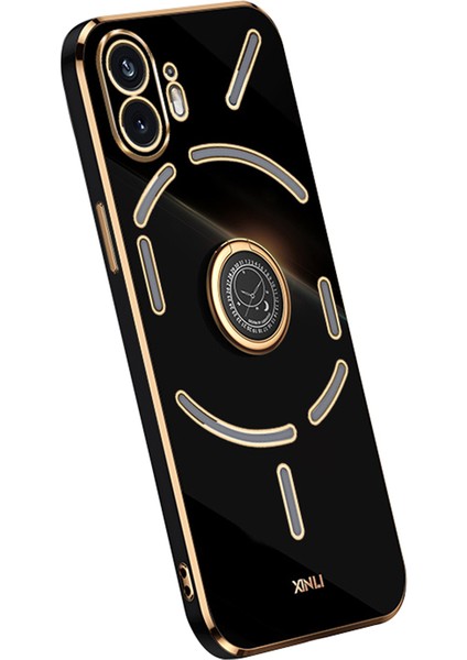 Xınlı For Nothing Phone(2)Elektrokaplama Telefon Kılıfı Tpu Düşmeye Lı Arka Kapak ve Halkalı Ayaklık-Siyah (Yurt Dışından)