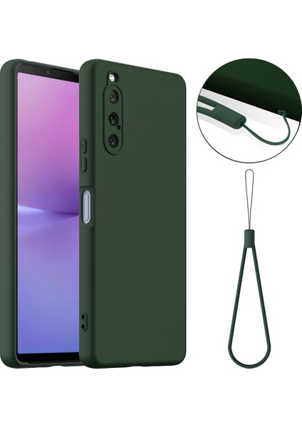 Sony Xperia 10 V Kılıfı Magsafe Sıvı Silikon Telefon Kılıfı ile Uyumludur - Kordonlu - Koyu Yeşil (Yurt Dışından)