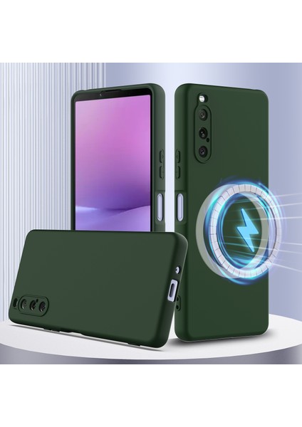 Sony Xperia 10 V Kılıfı Magsafe Sıvı Silikon Telefon Kılıfı ile Uyumludur - Kordonlu - Koyu Yeşil (Yurt Dışından) fiyatları