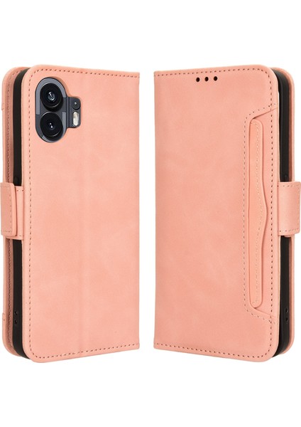 Hiçbir Şey Için Telefon (2)Pu Deri Darbeye Dayanıklı Telefon Kılıfı Cüzdan Cep Telefonu Standı Kılıfı Çoklu Kart Tutucu Ile-Pembe (Yurt Dışından)