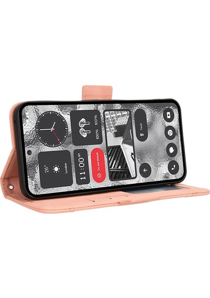 Hiçbir Şey Için Telefon (2)Pu Deri Darbeye Dayanıklı Telefon Kılıfı Cüzdan Cep Telefonu Standı Kılıfı Çoklu Kart Tutucu Ile-Pembe (Yurt Dışından) indirimleri