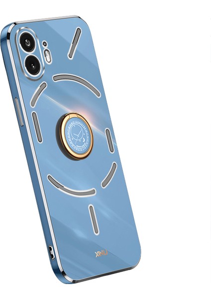 Xınlı For Nothing Phone(2)Elektrokaplama Telefon Kılıfı Tpu Düşmeye Lı Arka Kapak ve Halkalı Ayaklık-Mavi (Yurt Dışından)