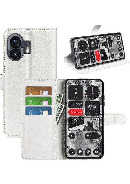 Hiçbir Şey Için Telefon(2)Çizilmez Stand Cüzdan Litchi Doku Telefon Kılıfı Pu Deri Koruyucu Kılıf-Beyaz (Yurt Dışından) indirimleri